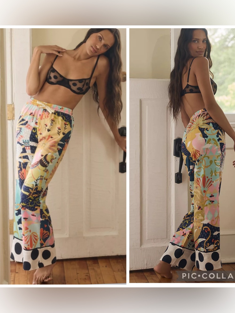 Anthropologie Alessandro Florio Wide Leg Pajama Pants Yellow Multi Size Small